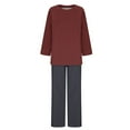 thumbnail image 4 of Kaemgyyd Women's Plus Size 2 Piece Outfits Fall Fashion Tracksuit Oversized Loungewear Sets Long Sleeve and Wide Leg Pants, 4 of 5