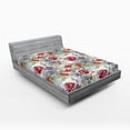 thumbnail image 2 of Ambesonne Garden Scene Fitted Sheet, Boho Botany Floral Art, Queen Size, Pale Ruby Fern Green Dust, 2 of 5