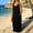 Black, variant on Spaghetti Strap Deep V-Neck Maxi Dresses for Women Backless Sleeveless with Pockets Split Solid Color Sundress Casual Personality Loose Flowy Beach Outdoor Party