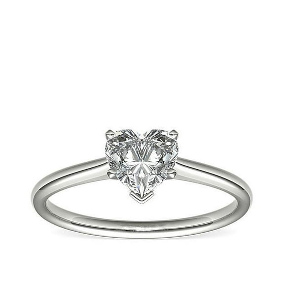 1.00 Ct Heart Cutd Genuine Diamond Beautiful Solitaire Style Engagement Ring for her Solid 14K White Gold Size 7