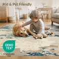 thumbnail image 4 of ODIKA 3'x5' Blue Beige Abstract Distressed Vintage Washable Area Rug Contemporary Weathered Paint Drip Artistic Modern for Hallway, Laundry Room, Non-Slip, Flatweave, Easy Care, 4 of 7