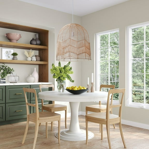 UEEYAC Boho ceiling light fixture farmhouse natural hand woven rattan pendant lamp shade