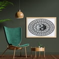 thumbnail image 2 of Ying Yang Wall Art with Frame, Ornate with Lace Style Blossom Patterns Inspirational Far Eastern Print, Printed Fabric Poster for Bathroom Living Room, 35" x 23", Black White, by Ambesonne, 2 of 2