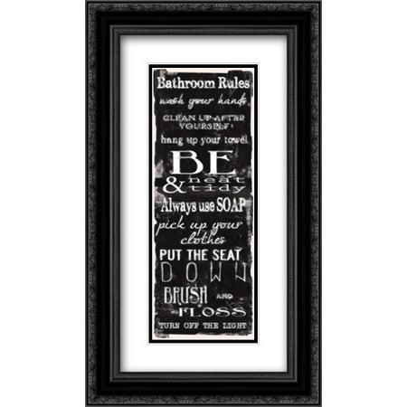 Black And White Bathroom Wall Art Bathroom Rules Black White 2x Matted 14x24 Black Ornate Framed Art Print by Greene, Taylor ()