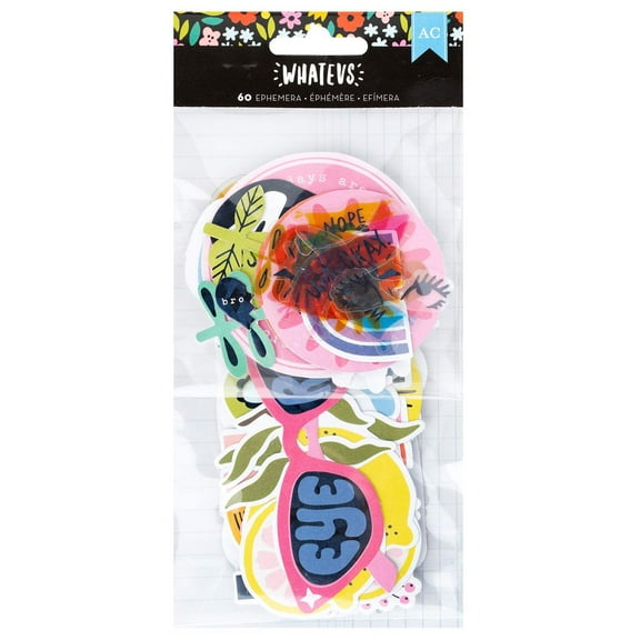 American Crafts Whatevs Ephemera Die-Cuts 60/Pkg-Icons, Black Foil