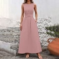 thumbnail image 5 of XuJwPNcy Dresses for Women Sleeveless Tie Front Aline Dress Round Neck Thin Maxi Dresses Ladies Summer Comfortable Clothes, 5 of 7