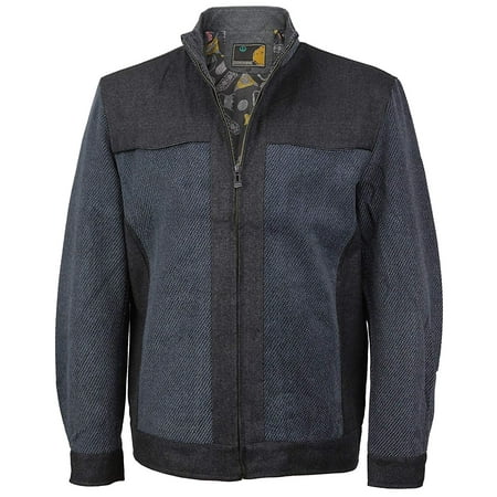LW Men's Stylish Wool Blend Zip Up Multi Pocket Two Tone Lined Jacket (LJ122 Blue, 2XL)