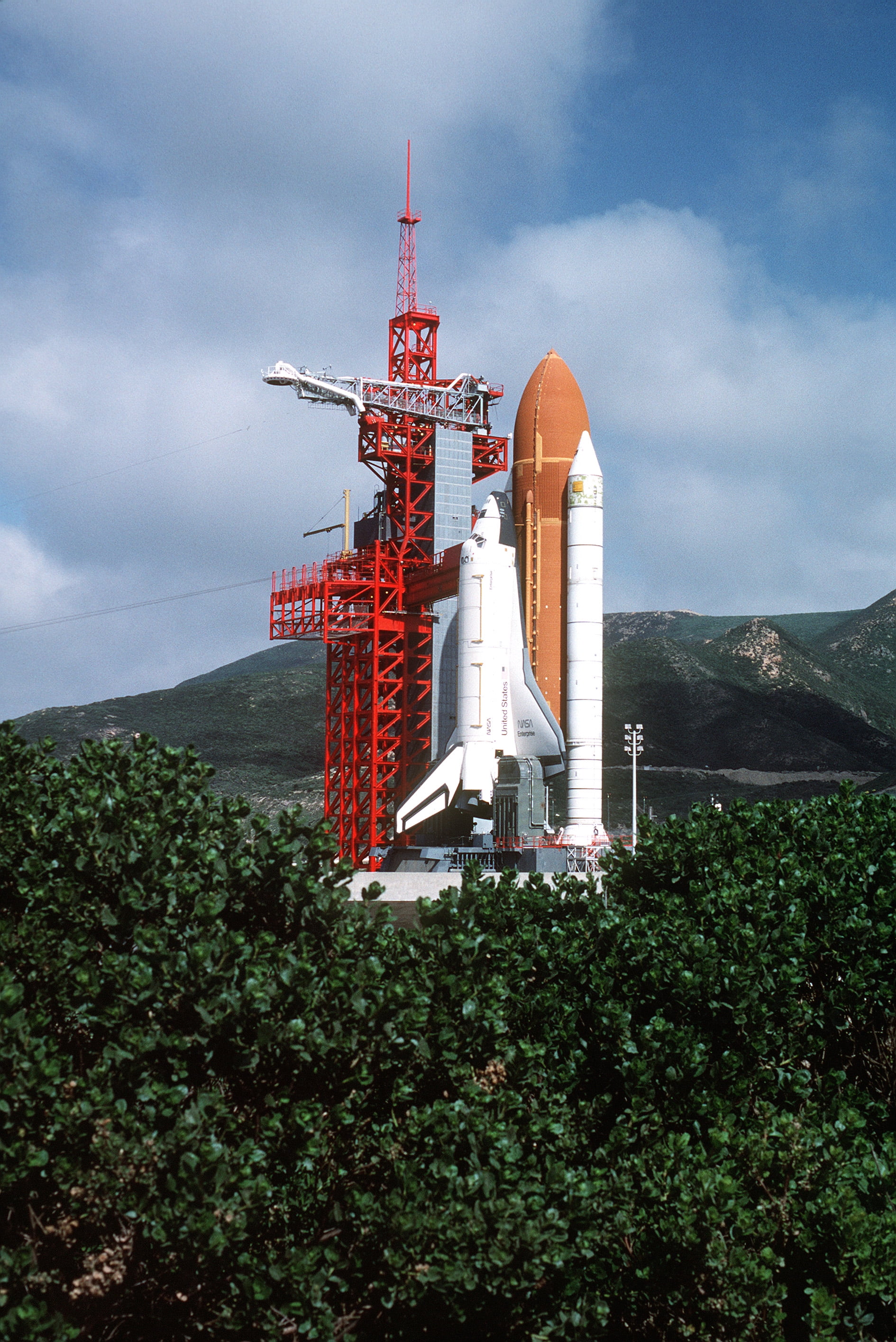 Space Shuttle Enterprise Is Seen On The Pad At Vandenberg Air Force