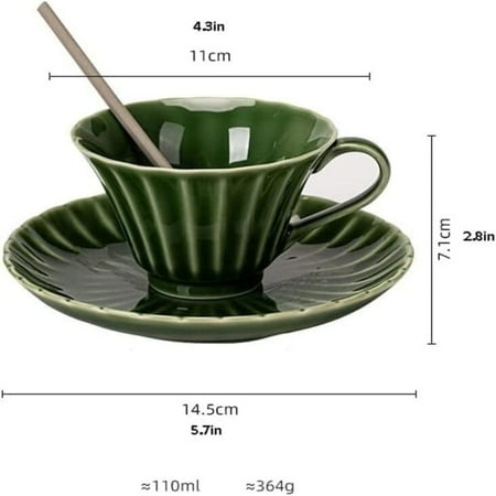 

YIRENWL Luxurious Emerald Green Ceramic Heatable Coffee Cup Set for the Discerning Coffee Aficionado - Perfect for Enjoying Retro Afternoon Tea Rich Espresso Creamy Latte and Frothy Ca