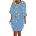 thumbnail image 2 of RKSTN Robes pour Femmes Robe de Soirée Industrie Lourde Dentelle Brodée Motif Sequins Robe Manches Sept Col Rond Robe Ample, 2 of 5