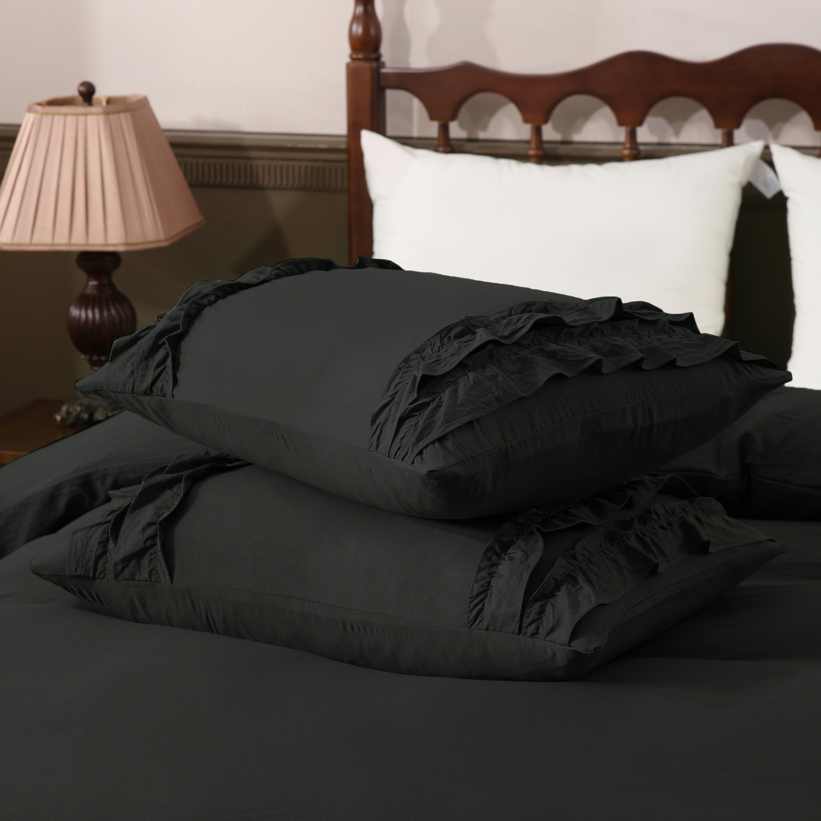 Boho Ruffled Comforter Set Super Soft Cozy Bedding Set with Pillowcases Elegant Chic Bedroom Decor Rustic Farmhouse Quilt Comforter 3 Pcs Set