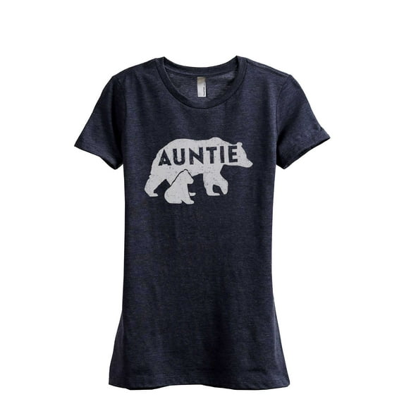 Thread Tank Auntie Bear Women's Fashion Relaxed Crewneck T-Shirt Tee Heather Navy Small