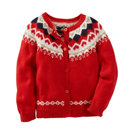 OshKosh B'gosh Baby Girls' Sparkle Fair Isle Sweater, 9 Months