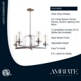 thumbnail image 3 of Ambiate Lucia 5-Light Chandelier Fixture, Satin Nickel Finish, Glass Shades, Adjustable Height, Five Candelabra Base Sockets (E12), Dimmable, For Dining Areas, Kitchen Islands, Entryways, ETL Listed, 3 of 6