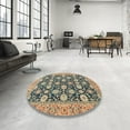 thumbnail image 4 of Ahgly Company Machine Washable Indoor Round Abstract Brown Sugar Brown Area Rugs, 7' Round, 4 of 7