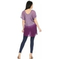 thumbnail image 2 of Sakkas Marzia Women's Loose Fit Short Sleeve Casual Tie Dye Batik Blouse Top Tunic - 19208-Purple - Plus Size, 2 of 5
