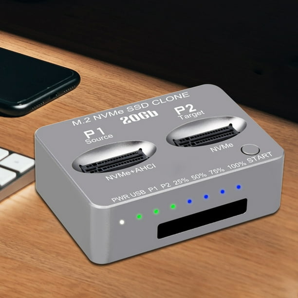Caja de disco duro externo de doble bahía M/B M Key M.2 SSD carcasa para M2 SSD M Key SSD