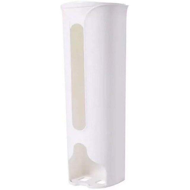 Plastic Bag Holder Wall Mount Trash Bag Dispenser Kitchen Grocery Bag Storage Organizer Sundries Container with Lid(L,white), Large, AM17CD0G58LUS