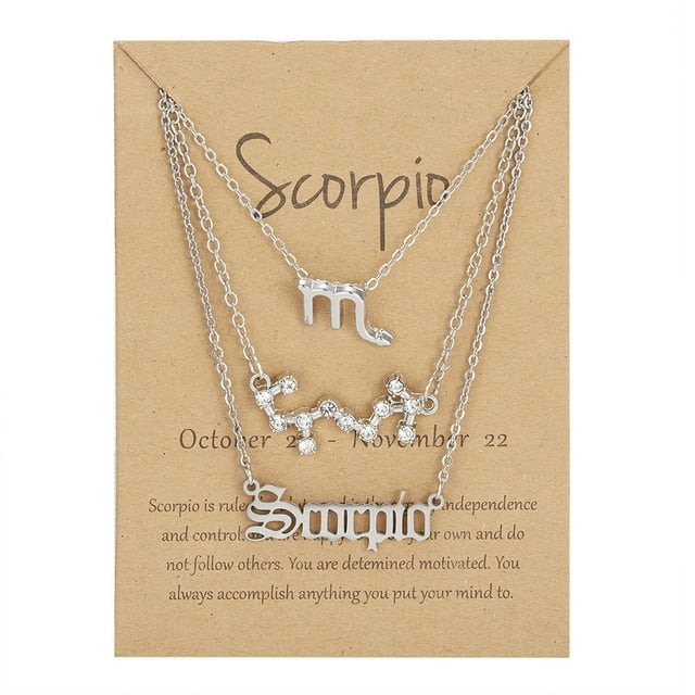 Twelve Constellations Gold Clavicle Necklace Set with Paper Card for Women Friendship Pendant