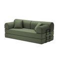 thumbnail image 4 of Leumius 79" Convertible Futon Sofa Bed, Boneless Couch for Living Room, Corduroy Folding Mattress Couch with Fixed-Shape Frame, Floor Sofa Lounge Couch with 2 Pillows, No Assembly,Grayish Green, 4 of 9