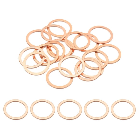 18PCS M22 Copper Washers, M22x28x1.5mm Copper Crush Washer Metric Flat Washers Sealing Washers Assortment Kit Oil Drain Plug Gasket Ring for Automotive Battery Vehicles Screws Bolt