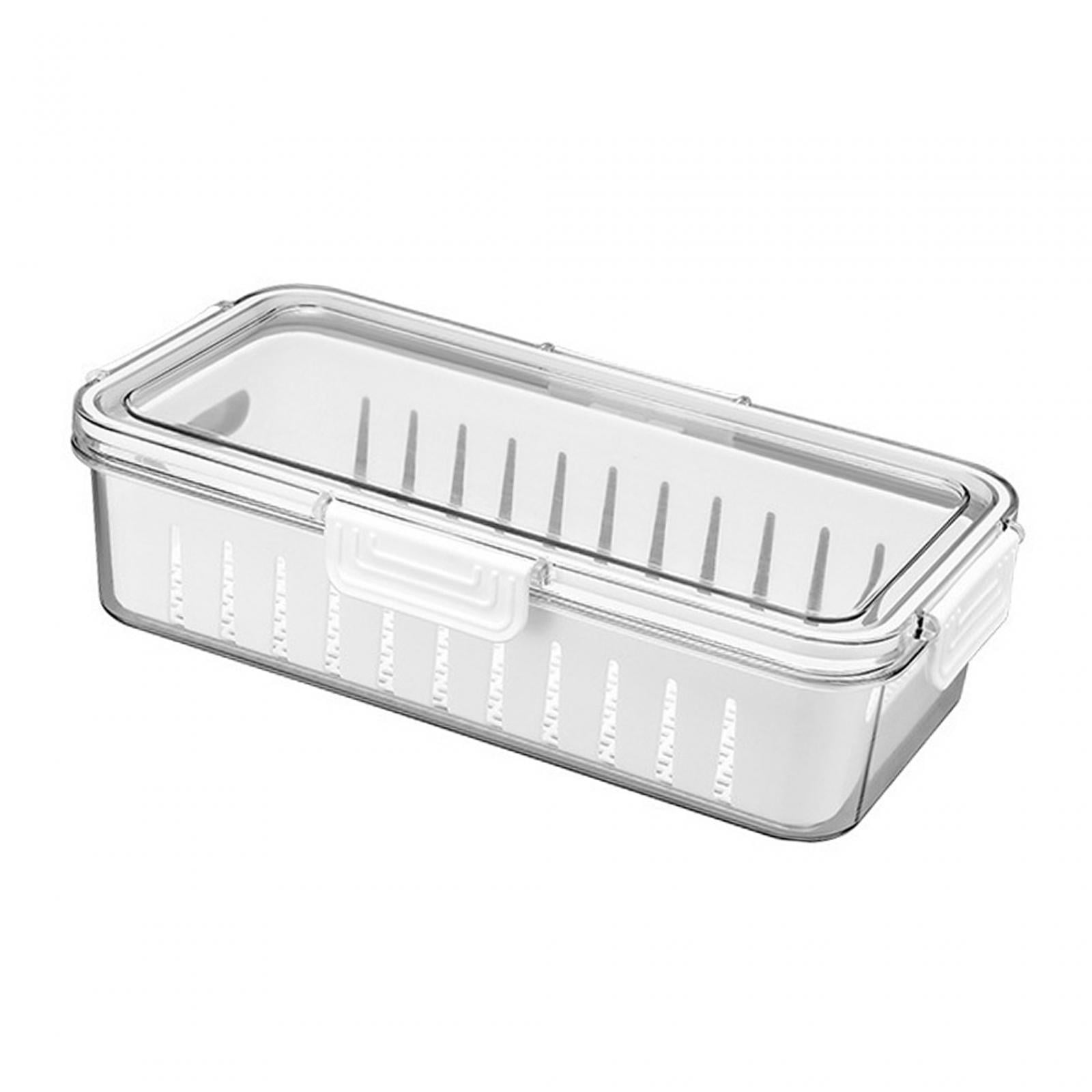 Fruit Storage Containers Airtight Food Containers with Lid with Removable Drain Colanders Produce Saver for Home Kicthen Food White