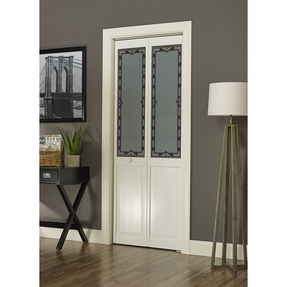 American Wood Craftsman Half Glass Bifold Door, 24-in. x 80-in., Unfinished Pine