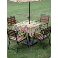 thumbnail image 3 of Easter Rabbits Outdoor Tablecloth - 60x60 Inch Square Dining Table Cover, Cute Bunny Eggs Flowers Botanical Spring Beige Waterproof Outdoor Table Cloth with Umbrella Hole & Zipper for Picnic/Patio, 3 of 7
