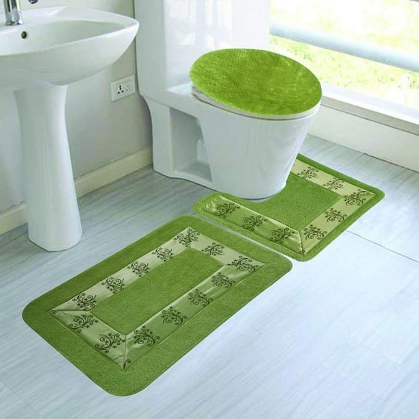 5 3pc SAGE GREEN Elegance New Style Floral Bathroom