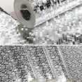 thumbnail image 3 of Q QIHANG 1.73' W x 32.8'L Small Gold Foil Lattice Mosaic Reflective Modern Style KTV Bar Wall Paper PVC Non-Pasted Wallpaper (Silver), 3 of 14
