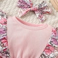 thumbnail image 4 of Odeerbi Infant Boys Girls Long Sleeve Rib Knit Romper Fall Winter Ruffle Floral Jumpsuit Children's Solid Color Knitted Color Block Bodysuit Onesie Infant Clothes Pink, 4 of 9