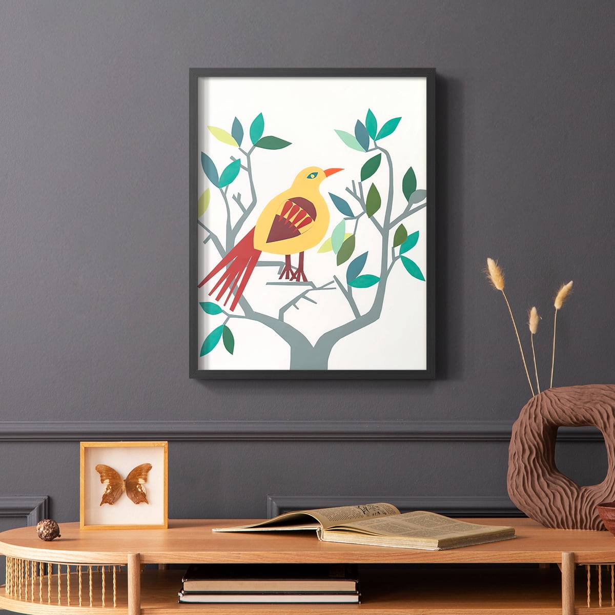 Whitty Bird III Framed Print in Black Solid Wood 11 x 14 Framed Print