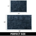 thumbnail image 3 of 2 Pieces Bathroom Rugs, Non Slip Absorbent Velvety-Soft Butter Chenille Bath Mat Set (Navy Blue), 3 of 6