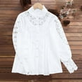 thumbnail image 4 of Women’s Elegant Lace Crochet Mock Neck Shirts Casual Victorian Blouse Long Sleeve Button Down Tops, 4 of 9