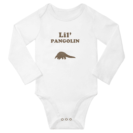

Cute Baby Long Bodysuit Lil Pangolin Animal Funny Long Jumpsuits (White 6-12 Months)