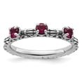 thumbnail image 4 of Auriga 925 Sterling Silver Created Ruby Three Stone Ring for Women Size- 6, 4 of 6