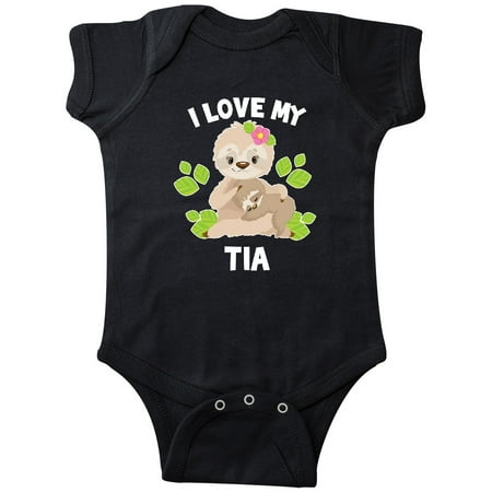 

Inktastic Cute Sloth I Love My Tia with Green Leaves Gift Baby Boy or Baby Girl Bodysuit