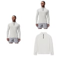 thumbnail image 4 of Men's Fitness Tops Elasticity Slim Fit Quarter Zip Long Sleeved Tops White XS, 4 of 9