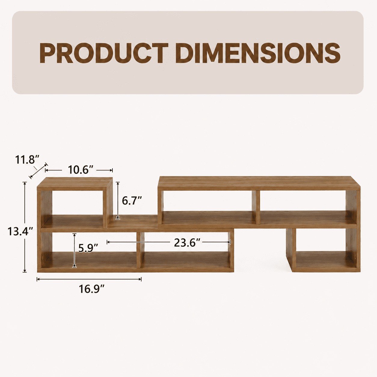 Aukfa Modular TV Stand for TVs up to 75",Free Combination Entertainment Center with Open Storage Shelves,Brown