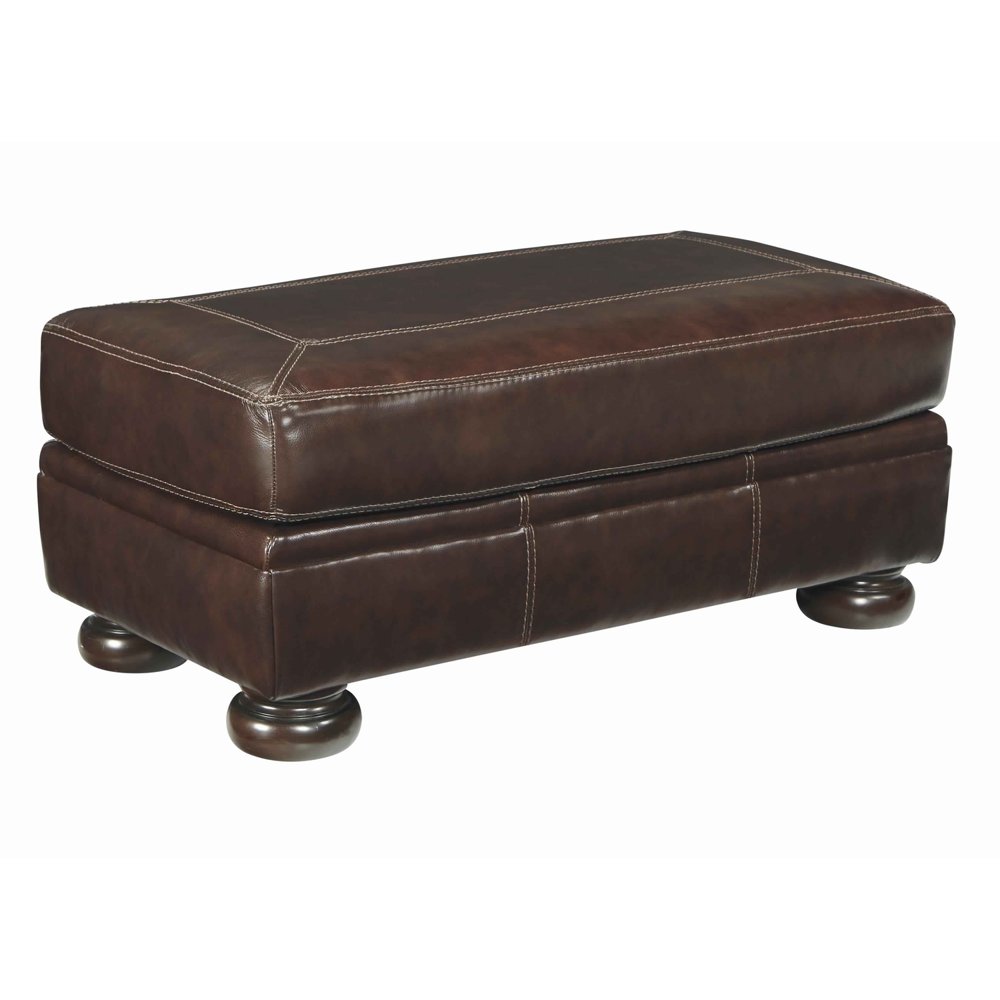 Rectangular Shaped Ottoman with Contrast Stitching Details, Brown