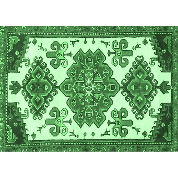 Ahgly Company Indoor Rectangle Persian Emerald Green Traditional Area Rugs, 8' x 10'