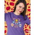 thumbnail image 2 of Cinco De Mayo Color Calaveras Shaped T-Shirt Women -Image by Shutterstock, Female Small, 2 of 4