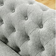 Aukfa 80 Sectional Sofa for Living Room, 3 Seater Couch with Reversible Ottoman, Chenille, Dark Gray