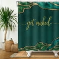 thumbnail image 4 of Mizhona Green Marble Shower Curtain Get Naked for Bathroom Waterproof Polyester Abstract with Hooks 47"x64", 4 of 6