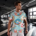 thumbnail image 3 of Wukai Colorful Donut Print Men's Short-Sleeved Mesh T-Shirt,Quick-Dry Short Sleeve Workout T-Shirt-X-Small, 3 of 8