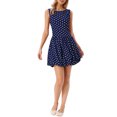 thumbnail image 2 of INSPIRE CHIC Polka Dot Dress for Women's Summer Sleeveless Crew Neck Mini Dress Trendy XS Dark Blue, 2 of 5
