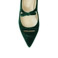 thumbnail image 4 of FSJ Women Graceful Bowknot Pointed Toe Flats Buckled Ankle Strap Mary Jane Low Heel Comfortable Casual Walking Shoes Size Size 9.5 Green, 4 of 4