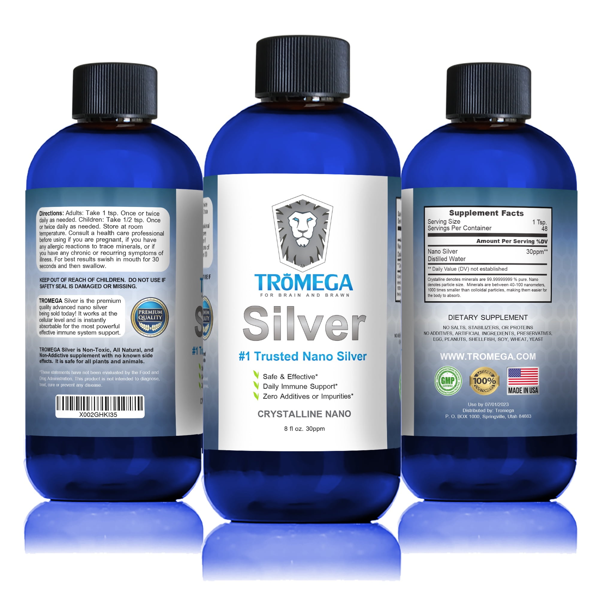 Tromega Colloidal Silver 8 Oz Mineral Liquid Supplement Daily Immune System Boost Colloidal Nano Silver 30 Ppm Walmart Com Walmart Com