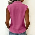 thumbnail image 4 of Tank Top Women Women's Solid Color Casual Sleeveless Lapel Doll Collar Knot Linen Button Cardigan Top Hot Pink Xxl, 4 of 7
