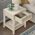 thumbnail image 4 of SICOTAS 3-Piece White Oak Bedroom Furniture Set, 6-Drawer Dresser &  Nightstands Set of 2,  Bohemian Rattan Design, Wide Storage Organizer for Bedroom, Living Room, 4 of 17
